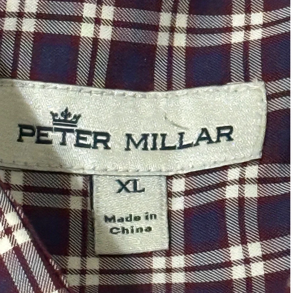 Peter Millar XL Mens Plaid Check Button Down Long Sleeve Shirt‎